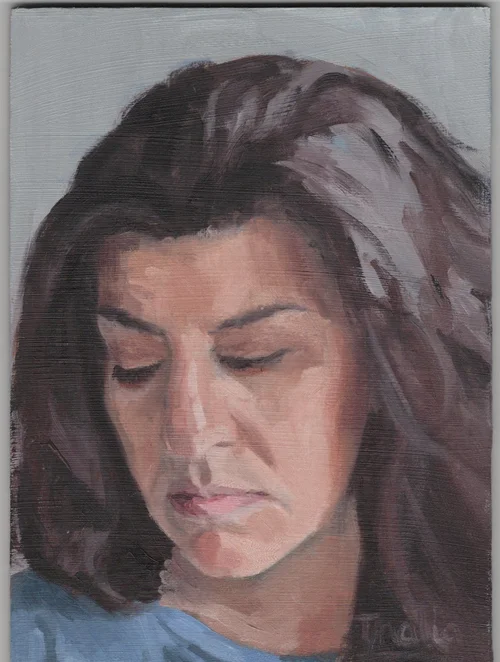 Portrait, oil on panel, 5x7in, Thalia, April 2024