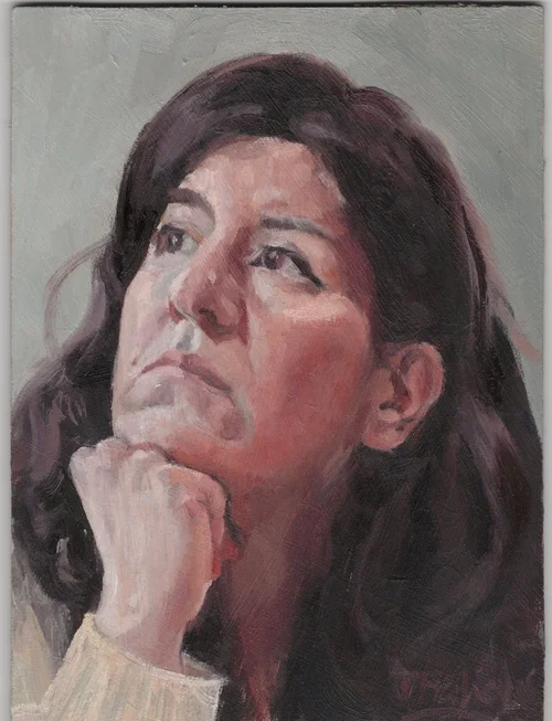 Portrait, oil on panel, 5x7in, Thalia, June 2024