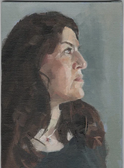 Portrait, oil on canvas board, 5x7in, Thalia, June 2024