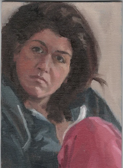 Portrait, oil on canvas board, 5x7in, Thalia, June 2024