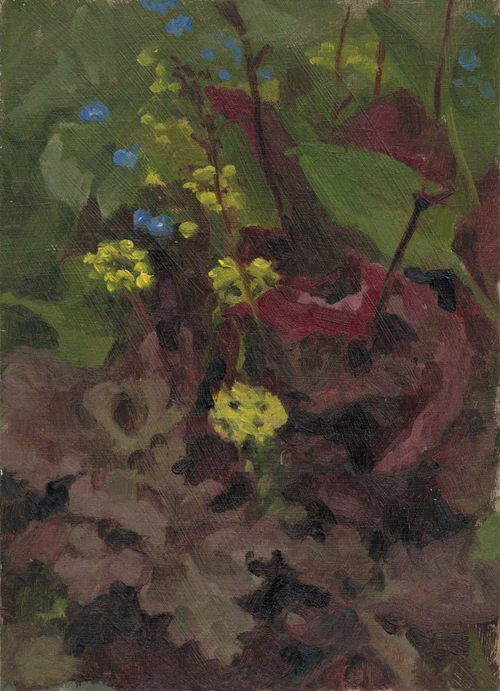 Garden 11 May 2024, oil on panel, 5x7in, Thalia