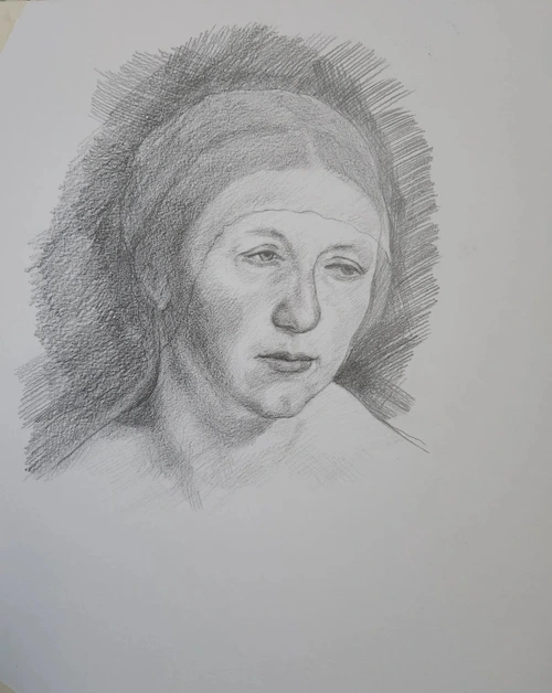 My pencil drawing after Holbein, Thalia 2023